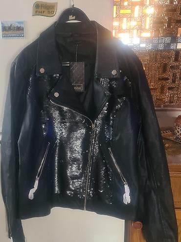 zenske patike n: Ženska bajker jakna sa šljokicama - Model: kratka bajker/“moto” jakna — 1