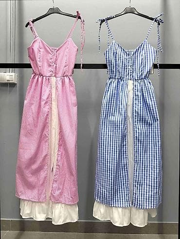 privezak srce: Letnja maxi haljina na bretele sa kariranim printom - Model: duga — 3