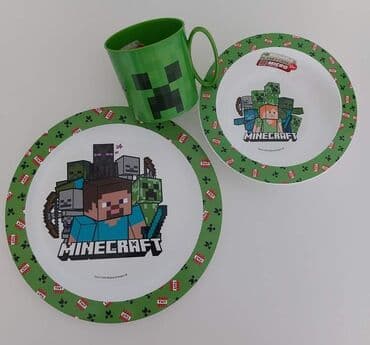 Minecraft set (Tanjir, činija,šolja) Materijal: plastika Cena: 1400 na lalafo.rs Minecraft set (Tanjir, činija,šolja) Materijal: plastika Cena: 1400