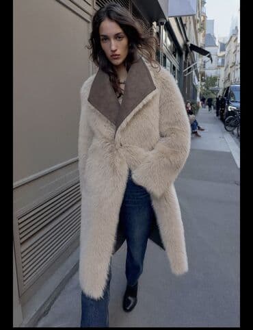 lidl prsluk sa dva lica: S, With lining, Faux fur, color - Khaki — 1