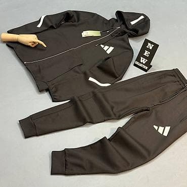 sandale ravne: Komplet, Adidas, bоја - Crna, Pamuk — 2