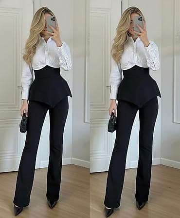 lanac za pantalone: 💫Dvodelni ženski komplet – košulja sa visokim strukom i pantalone — 2