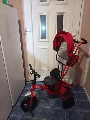 tricikl za decu: Dečiji tricikl sa ručkom za guranje i tendom - Stabilan tricikl sa — 2