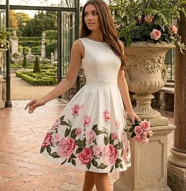 cizme mona: Elegantna ženska haljina bez rukava, midi dužine, u A-kroju. Gornji — 1