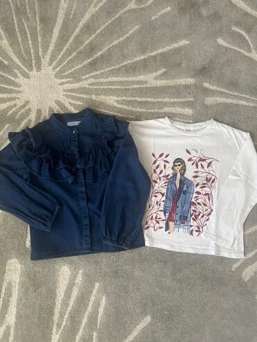 waikiki bluze za devojcice: Zara, Komplet: Košulja, Majica, 122-128 — 1