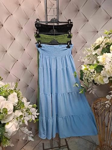 sandale za ples: Ženska boho suknja – dužina maxi/midi, sa širokim rastegljivim šmokom — 1