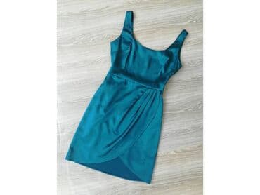 Women's Clothing: Unikatna petrolej haljina od satena. Šivena, jednom nošena. Gornji deo — 1