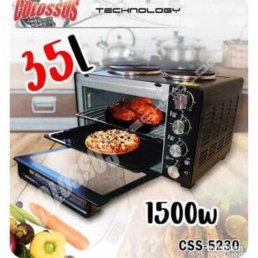 ugradne ploce: Mini šporet 35l Cena 9000 2 ringle 500 i 900W prečnik 15,5 i 18,7 cm — 1