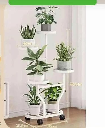 Višenamenski stalak za saksije sa točkićima - Materijal: metalna