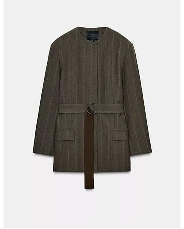 p. s prsluci: ZARA ženski blejzer sa kaišem – pepito pruge, bez revera - Model — 4