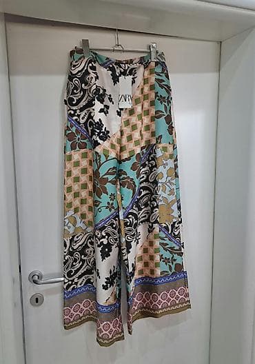 ZARA M 38 široke pantalonе sa grafik printom - Model: Palazzo/široke