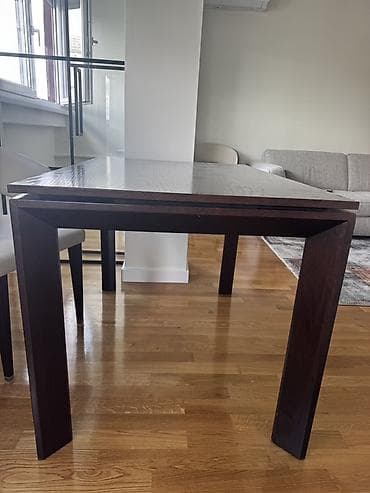 plasticne komode za kupatilo: Trpezarijski sto od masivnog drveta, pravougaonog oblika, u tamno — 2