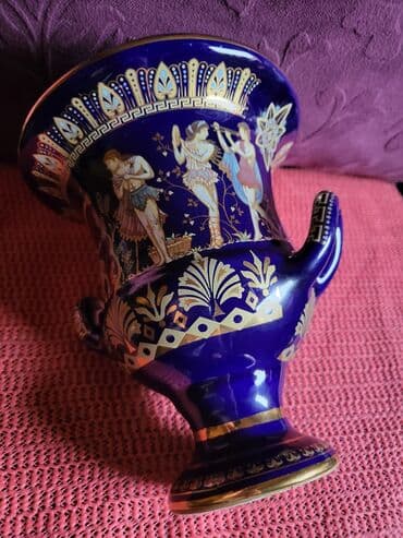 set porcelanski: Cup,vaza vintaz nov grcki,porcelanski,rucno oslikan 24 kar.zlatom — 18
