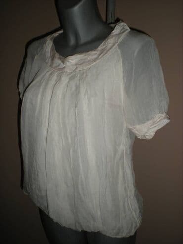 pantalone sa grejacima: M (EU 38), Svila, Jednobojni, bоја - Boja slonovače — 1