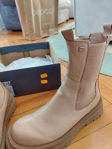 Ženska obuća: Ženske STEFANO kožne gležnjače – bež - Model: Chelsea gležnjače sa — 3