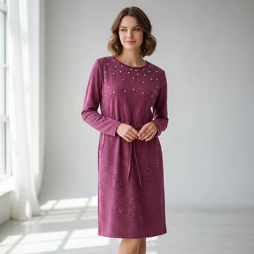 svecane tunike za punije dame: L, Jednobojni, bоја - Bordo — 1