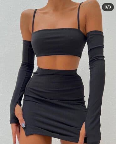 Donji delovi trenerke: Kompleti suknja i bluza sa elastinom. Crna,tamno plava,svetlo — 1