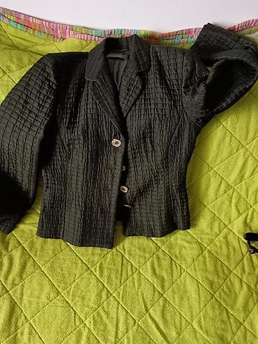 Elegantni ženski blejzer sa teksturom kockica - Boja: tamno — 1