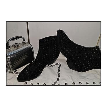 kožne gležnjače: Crne ženske gležnjače sa nitnama - Gležnjače od crnog materijala sa — 1