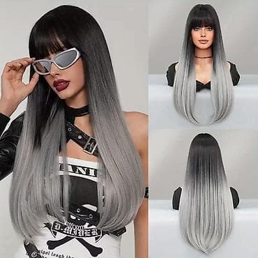 Perike – 3400 din Duga ravna perika sa šiškama, ombre prelaz crna →