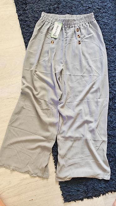baletanke sa nitnama: Ženske široke pantalone sa elastičnim pojasom - Model: 7613 (etiketa — 2