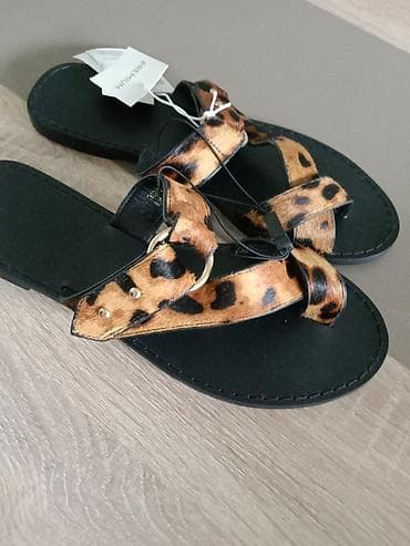 papuce kozne: Ženske kožne sandale sa animal printom (leopard), Premium linija. - — 9