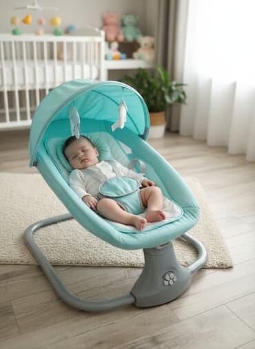 bebi oprema loznica: Ležaljka/ljuljaška za bebe sa baldahinom i mrežicom protiv insekata — 1