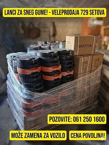Lanci za sneg za gume – veleprodaja 729 setova. - Velika količina