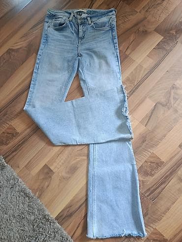 pantalone viskoza: Zara Plave farmerke sa izbeljenim efektom i visokim strukom. Klasičan — 2