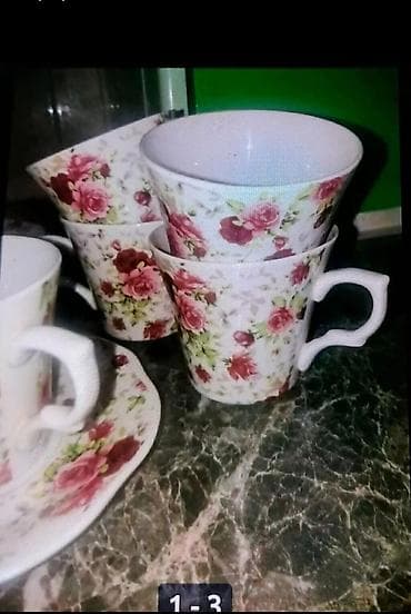 Kućna hemija i proizvodi za kuću: Porcelanski set šoljica za kafu/čaj sa tanjirićima, sa romantičnim — 2