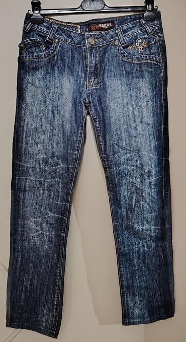 zara duboke pantalone: Ženske farmerke – tamno plave, ispran/bleached efekat - Kroj — 1