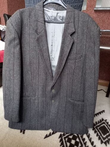 stradivarius sivi kaput: Suit jacket, 2XL (EU 56), color - Grey, Wool — 5