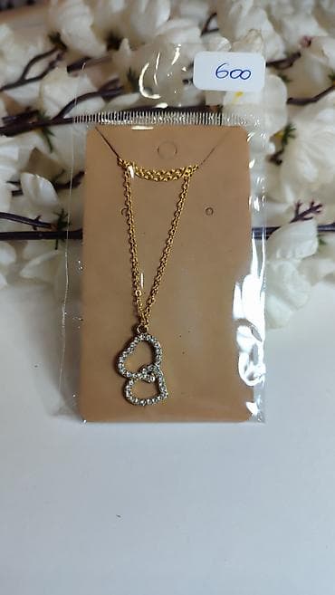 srebrno lance zensko: Zlatni lančić sa priveškom – dva isprepletena srca - Delikatni lanac — 2