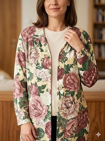 Duga košulja/lagani kaput od tkanine sa cvetnim printom - Model