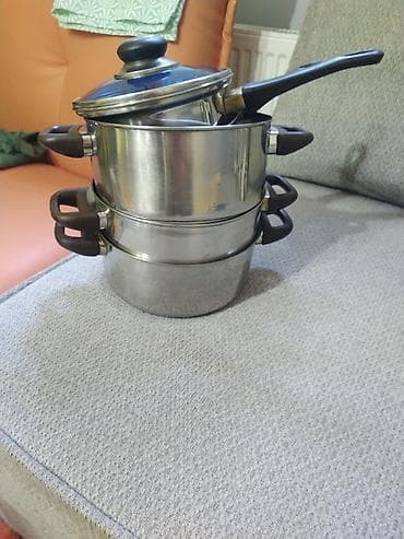 slavski komplet: Set inox posuđa 18/10 – lonci i šerpe sa poklopcem korisceni par puta — 2