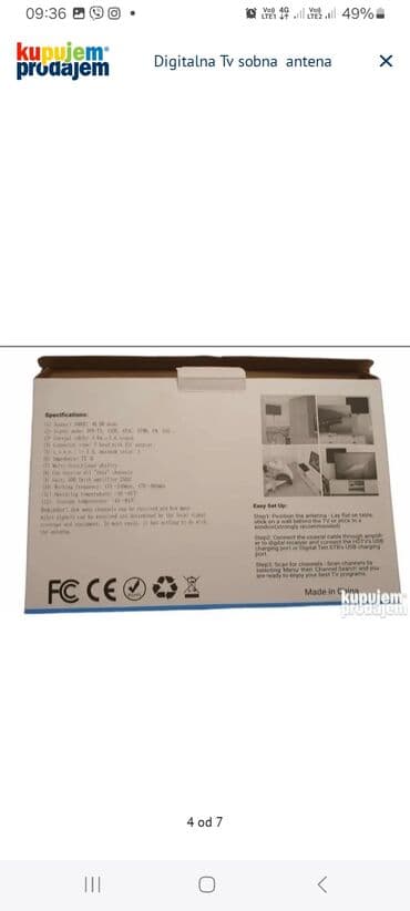 Auto elektronika: Digitalna TV sobna antena – tanki panel dizajn, crna boja, sa — 4
