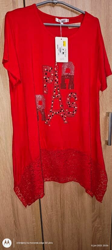 enigma haljine: 5XL (EU 50), Lycra, Print, color - Red — 1