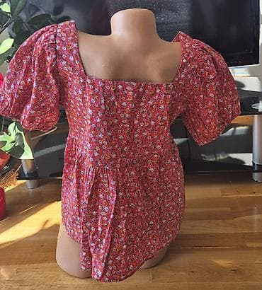 mango parfem 3: MNG ( Mango ) Romantična cvetna bluza sa puf rukavima - M - Model — 1