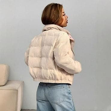 Women's Sweatshirts: Ženska kratka puffer jakna od plišanog kordona - Model: kratka puffer — 4