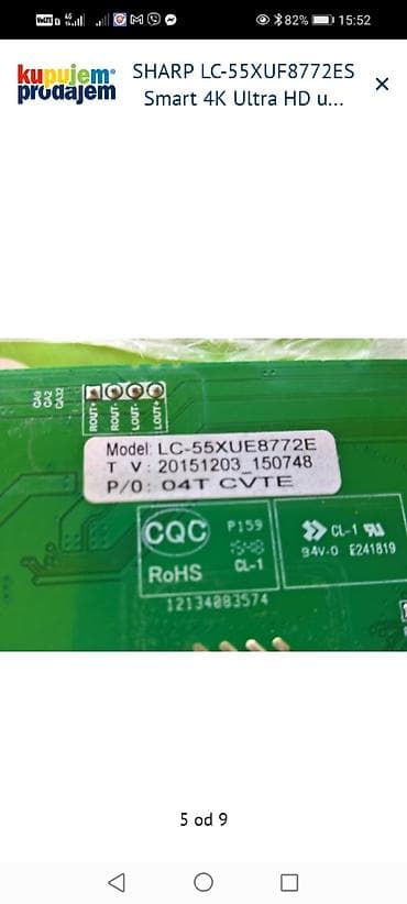 sobne antene za tv: SHARP LC-55XUF8772ES Smart 4K Ultra HD – delovi Dostupne originalne — 6