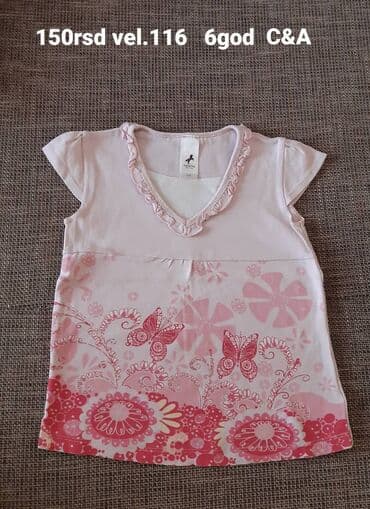 trenerke za devojcice od 10 godina: V-izrez, Kratak rukav, 116-122 — 1