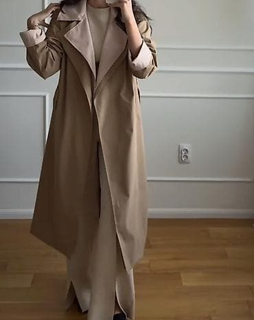 za kosu: NOVO! Ženski Mantil S/M bež/pesak sa reverzibilnim izgledom kragne i — 2