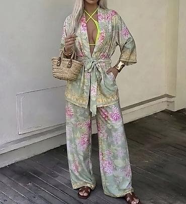 kombinezoni od satena: Komplet – kimono i široke pantalone od satena. - Gornji deo: kimono — 3