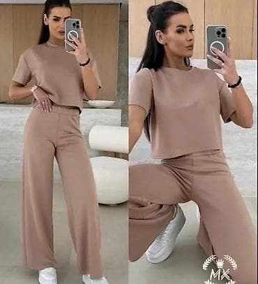 Ženski komplet – široke pantalone + kratka majica - Dvodijelni set na lalafo.rs Ženski komplet – široke pantalone + kratka majica - Dvodijelni set