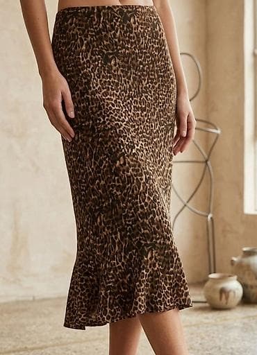 suknje svecane: Ženska suknja sa animal printom (leopard dezen) - Kroj: pencil linija — 1