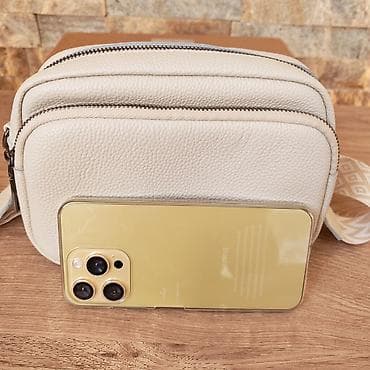 privezak ljubav vera nada: Kompaktna “camera bag” torbica u bež/ekru nijansi sa dvostrukim — 6