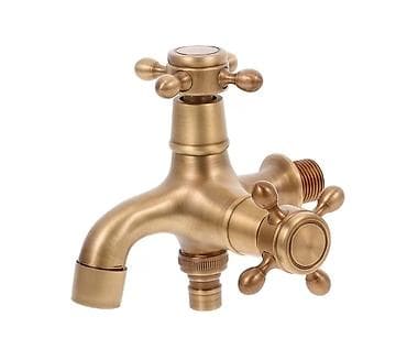 Retro zidna slavina sa dva izlaza – antik bronza - Materijal: mesing