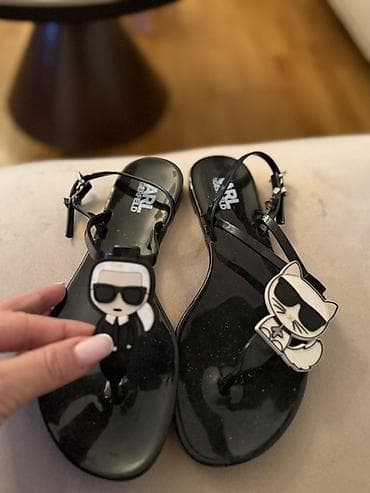 hogl sandale: Karl Lagerfeld ženske sandale – crne, japanke sa kaišićem oko članka — 1