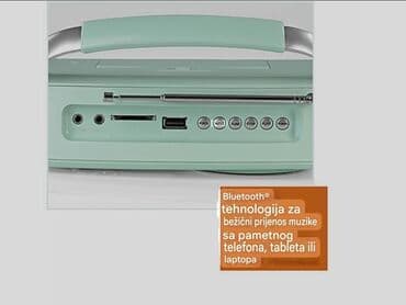 Elektronika: Prenosivi retro radio prijemnik u mint zelenoj boji, opremljen — 3