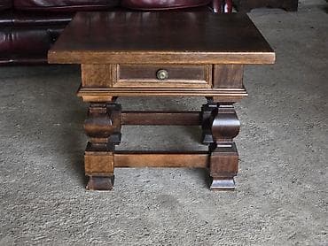 stilske komode: Drveni klub sto sa fiokom – klasičan masivni dizajn - Materijal: puno — 4